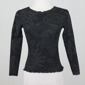 Vintage KARINA TATOU Paris Y2k Stetch Unicorn Tattoo Top